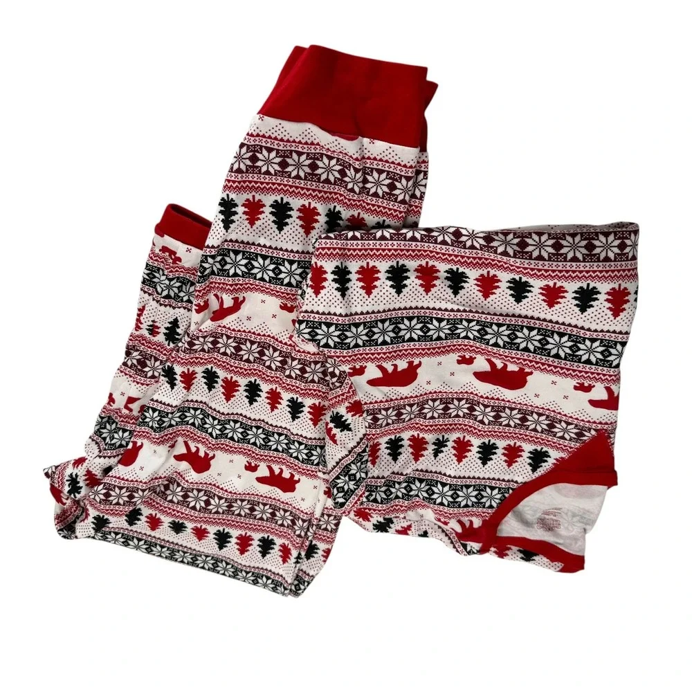 Wondershop Men's Pajama Set XL Bears Snowflakes Trees Christmas White Red Black
